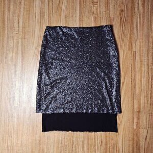 Chelsea & Violet Dark Gray Sequin Midi Skirt